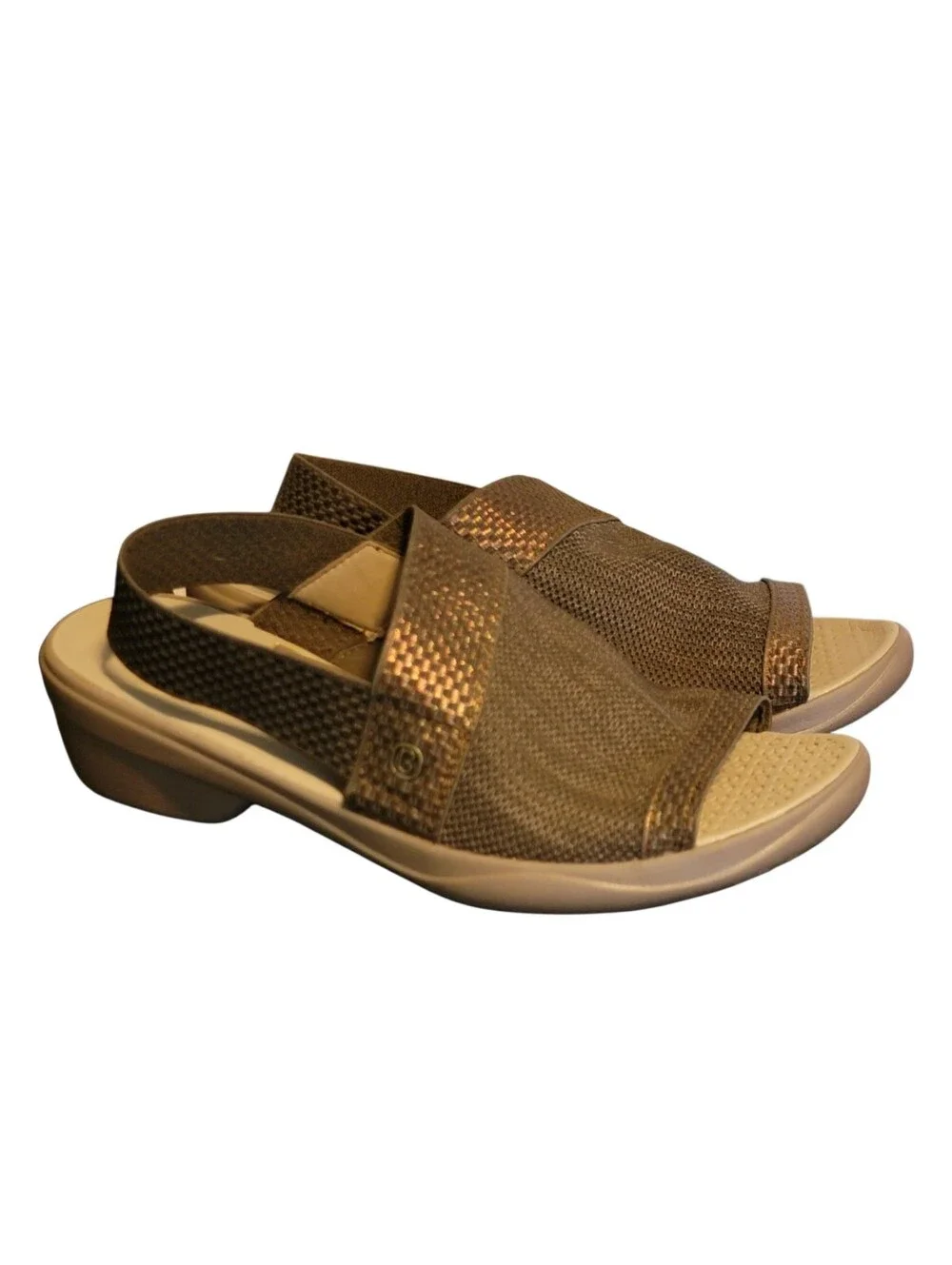 BZEES Molly Comfort Sandals Slingback Open Toe Summer Shoes Neutral Chic 9 Wide